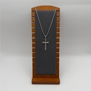 Single Cross Iced Necklace